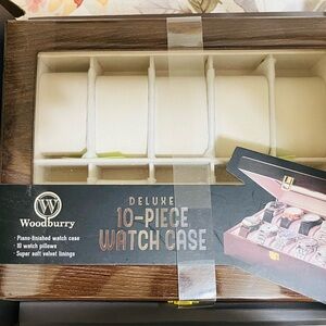 Deluxe 10-Piece Watch Case - Cream and Brown. BRAND NEW, NEVER USED